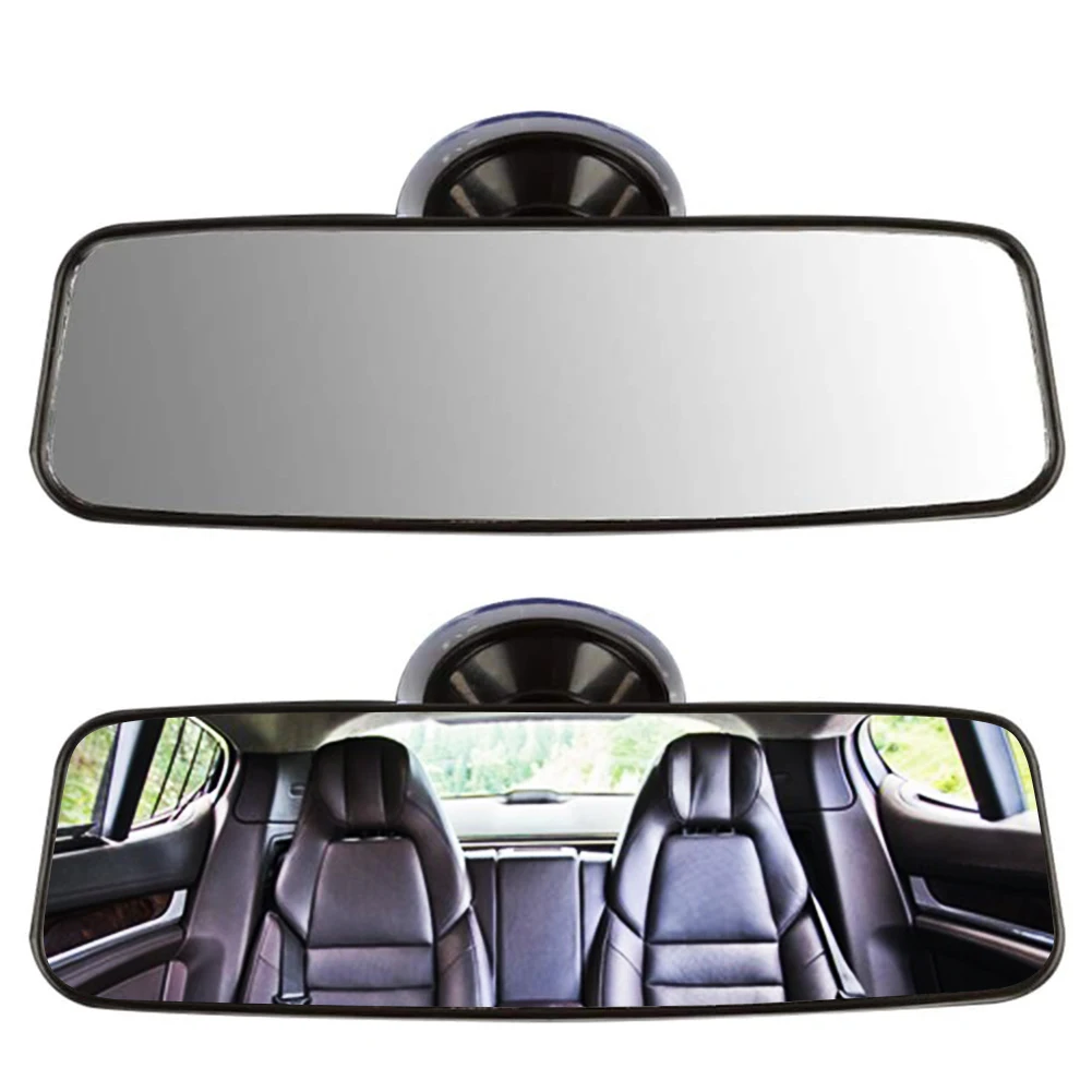 Car Rear View Mirror Suction Cup Car SUV Truck Vehicle Rearview Universal Large Clip-On Wide Angle View Mirror