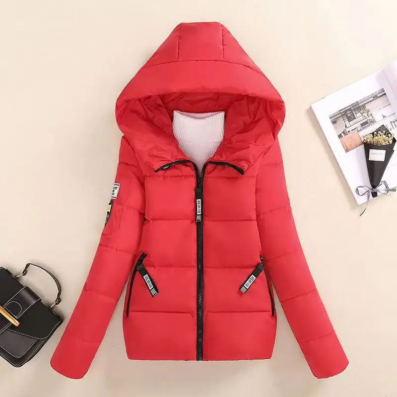 Damska krótka kurtka ocieplana bawełną, nowość na jesień i zimę 2025, studencka kurtka z kapturem w stylu koreańskim, gruba kurtka, uroczy modny kardigan.