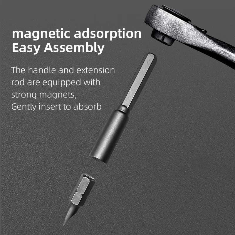 25-in-1 handmatige ratelschroevendraaierset, handgreep van aluminiumlegering, schroevendraaierbits van chroom-vanadiumstaal, voor thuis- en werkgebruik