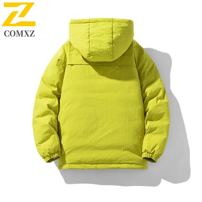 COMXZ عادية مقنعين الفاخرة الرجال وسادة مبطنة تخفيف العمل الباردة برهان سترة الأعمال الترفيه دافئ سميكة الشتاء ملابس جديدة