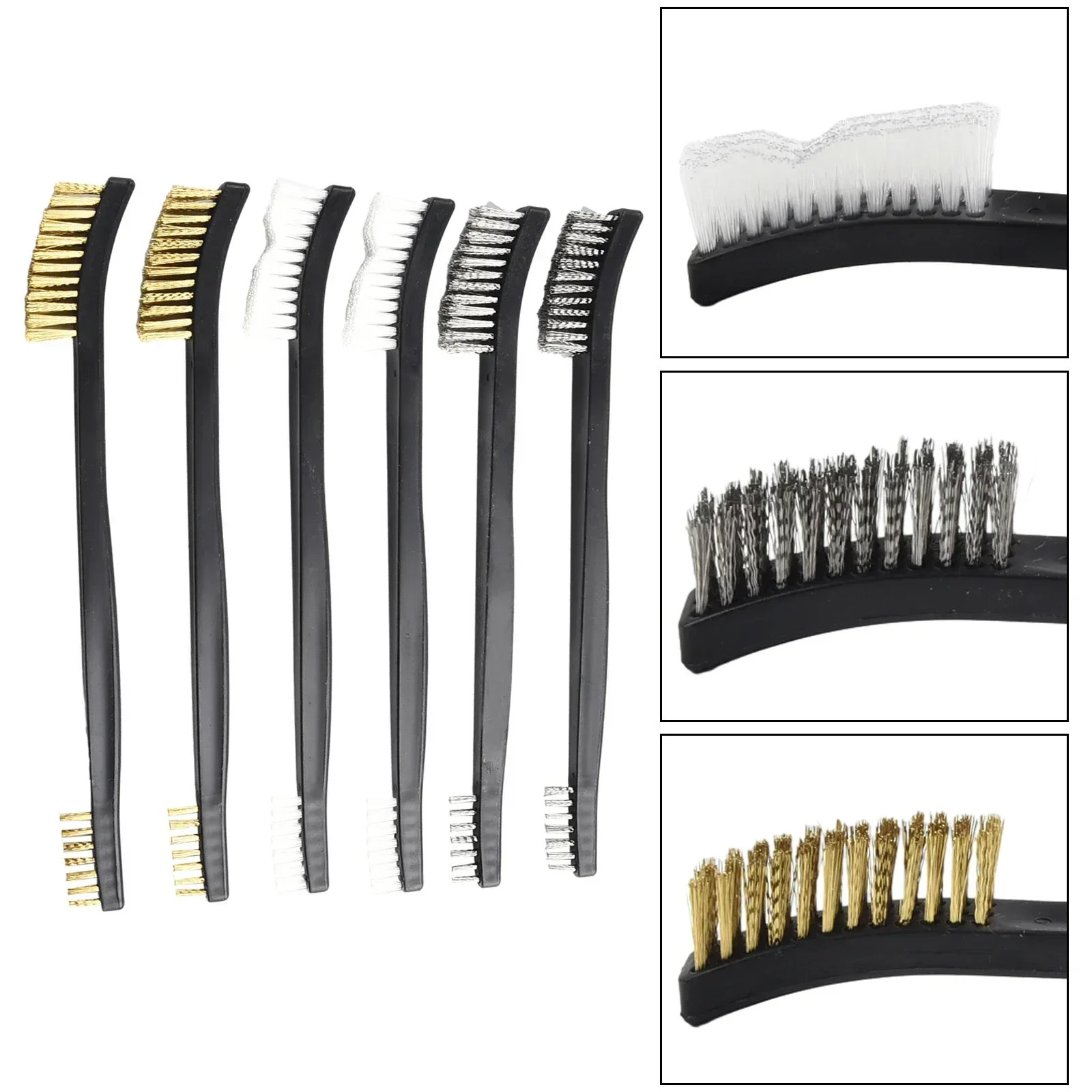 

6pcs Double-end Steel Wire Brush & Nylon Pick Set Universal Cleaning Kit Cleaning Polishing Metal Rust Cleaning Flaking Paint