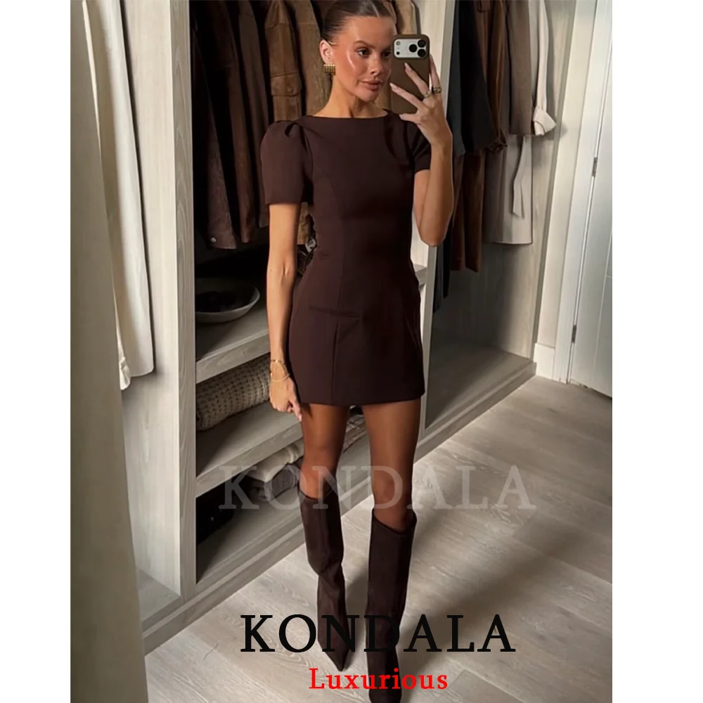 ชุดเดรสปาร์ตี้สีดำสุดเซ็กซี่และเก๋ไก๋จาก KONDALA แขนสั้น แต่งไหล่ ชุดมินิเดรสแฟชั่น ฤดูใบไม้ผลิ 2026 ชุดราตรีออกงานกลางคืน ชุดเดรสผู้หญิงสุดหรู