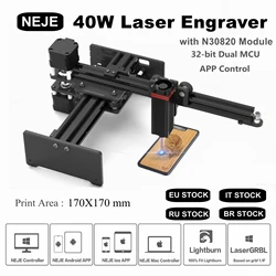 NEJE-grabador láser inalámbrico 3 N30820, máquina de corte y grabado, CNC de escritorio, 170x170mm, 40W, Control por aplicación