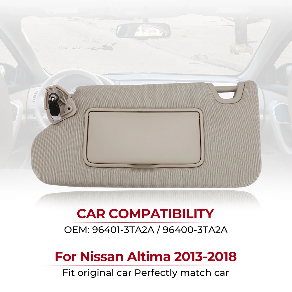 Parasol con luz para Nissan Altima 2013-2018, 96401-3TA2A, 96400-3TA2A, Panel parasol, protector solar lateral del conductor y del pasajero
