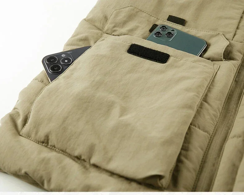 الرجال سترات لخريف شتاء مبطن سميكة ملابس العمل سترة متعددة جيب الوقوف طوق قميص الرجال في الهواء الطلق الكتف M-9XL