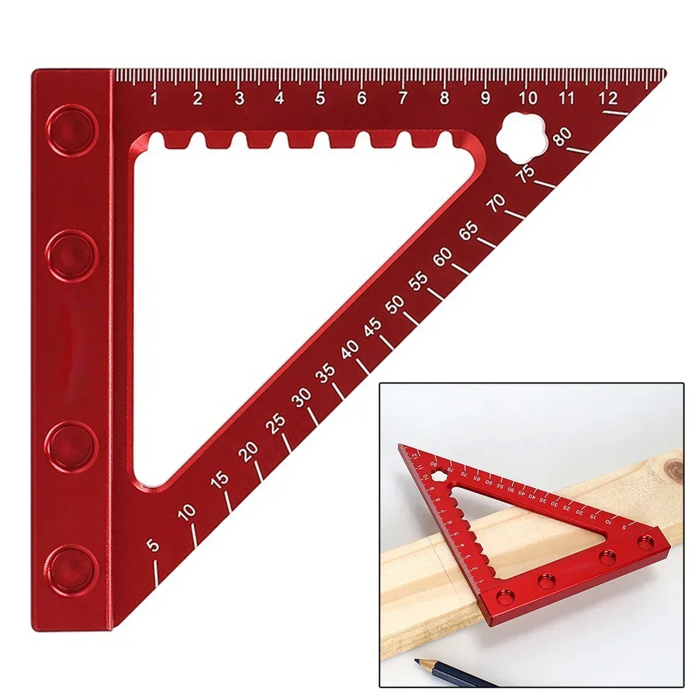 Aluminum Alloy Woodworking Triangle Ruler W/ Double-sided Scale Carpentry Square Right Angle Ruler Carpentry Tool 190*155*135mm