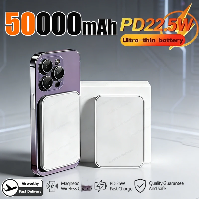 Power Bank Magnetico 50000mAh Caricatore Wireless PD 22.5W Ricarica Rapida per Magsafe Batteria Ausiliaria Portatile per Xiaomi iPhone 17 16 15 14