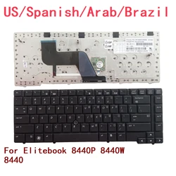 New US Spanish Arab Brazil Laptop Keyboard For HP Elitebook 8440P 8440W 8440 Notebook PC Replacement MP-09A6 PK1307D1A07