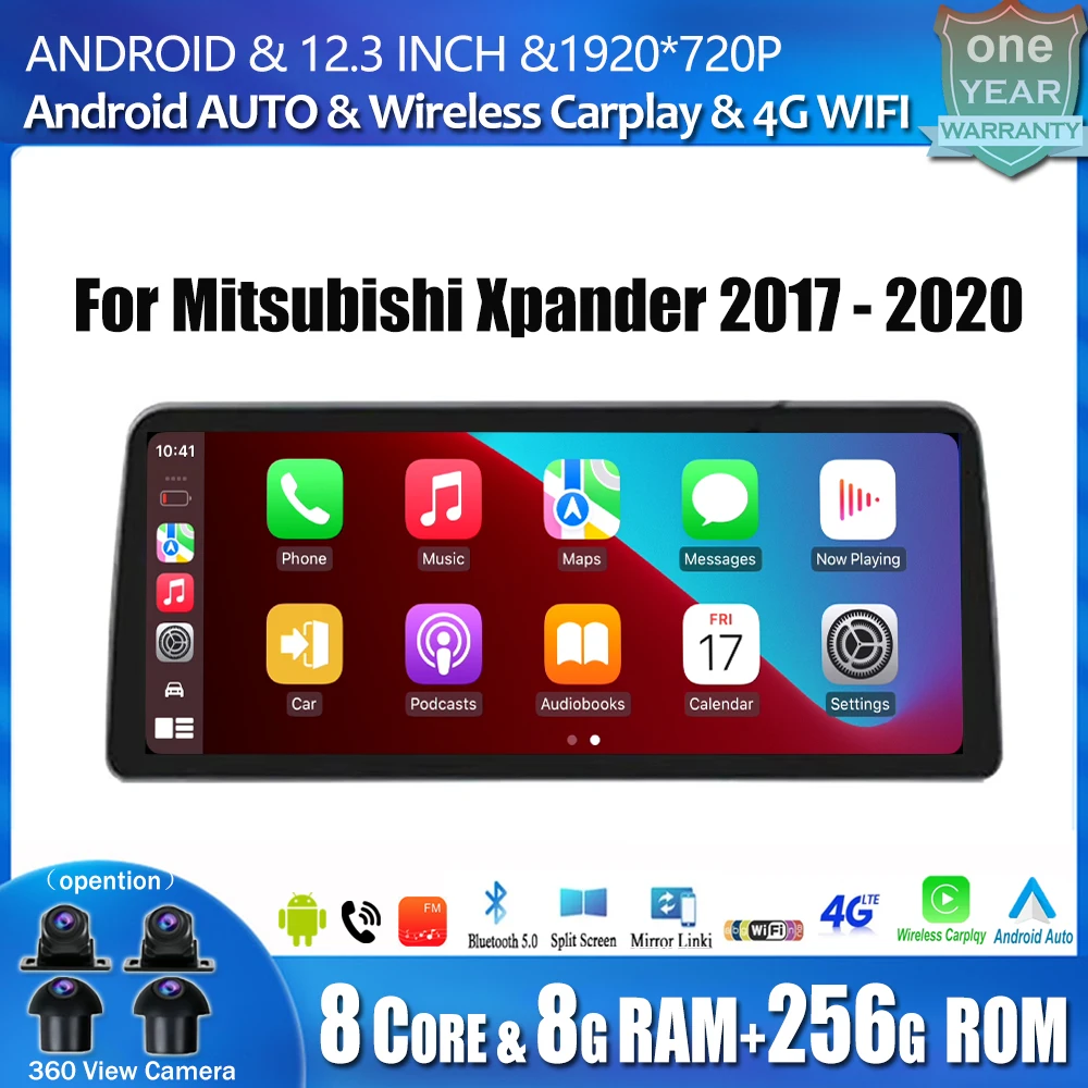 12.3 ''navegação gps android 14 rádio do carro para mitsubishi xpander 2017 - 2020 bt carplay reprodutor de vídeo multimídia 4g wifi ferramentas