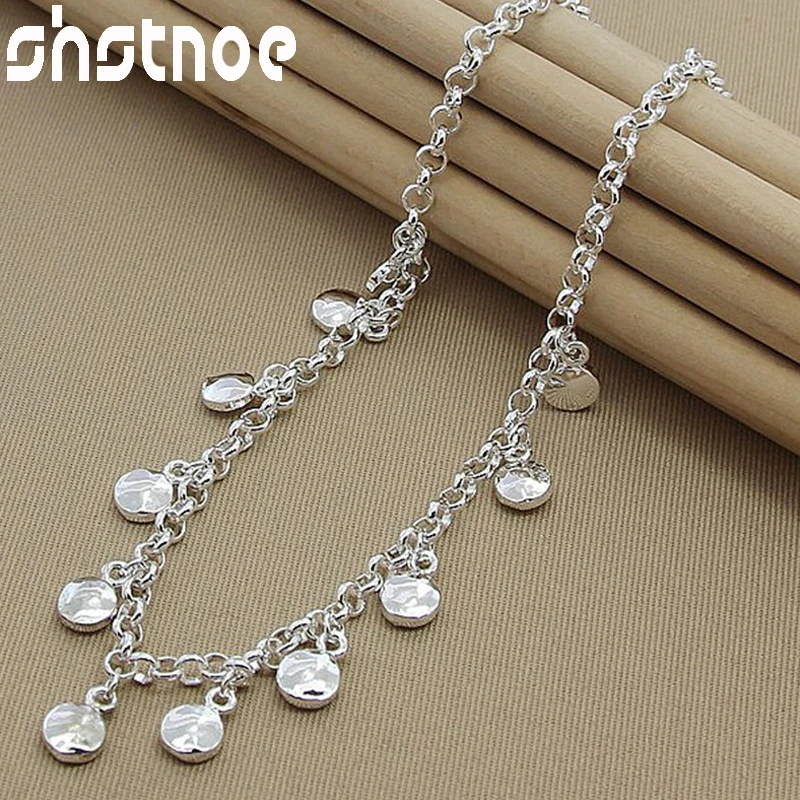 SHSTONE 925 Sterling Silver okrągły łańcuszek z fasolą naszyjnik dla kobiet wysokiej jakości biżuteria ślubna zaręczynowa