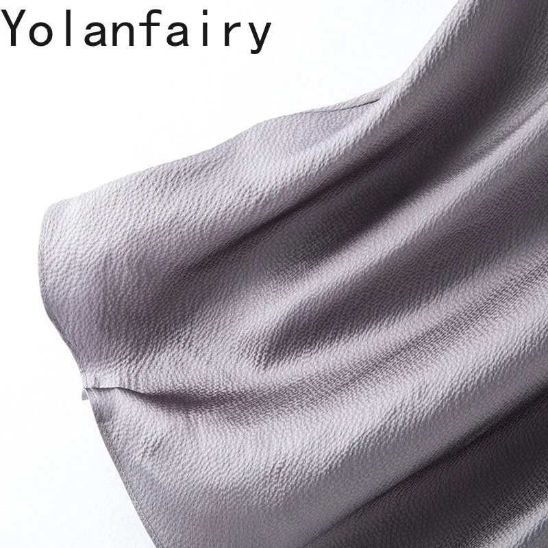 YOLANFAIRY Elegant 100%Mulberry Silk Long Skirt Woman Summer Korean Style Women's Skirts Satin Fish-shaped Skirt Streetwear jupe