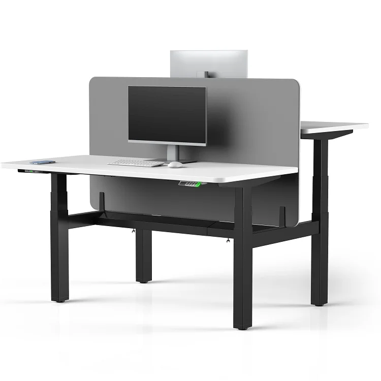 JIECANG 2 Person Four Legs Office Workstation Electric Stand Up Desk Adjustable Height