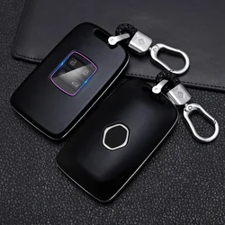 Car Key Cover for Renault Key Cover Carbon Fiber Imitation Hard Key Case Chain For Renault Kadjar Megane Koleos QM5 QM6 2016-18