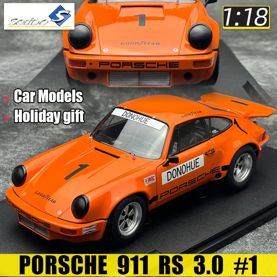 PORSCHE 911 RS 3.0 IROC #1 DONOHUE IROC DAYTONA 1974 ORANGE 1:18 Solido brand metal car model holiday gift die cast model