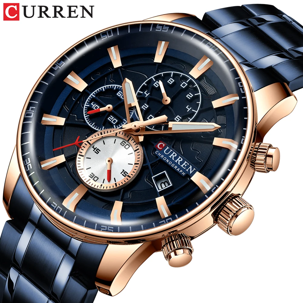 Curren 8362 Men Watch Business Stainless Steel Quartz Casual Fashion Wristwatch 6-Hand Luxury Relogio Masculino