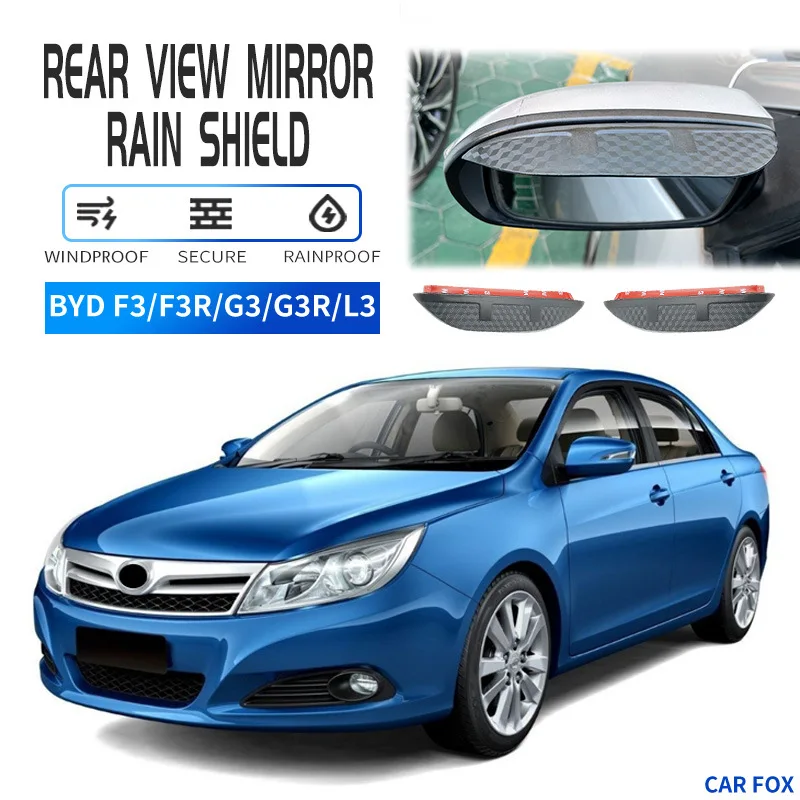 

2Pcs For BYD F3R G3R L3 Carbon Fiber Car Rear View Mirror Rain Shield Protective Cover Sun Shade Car Styling Auto Accessories