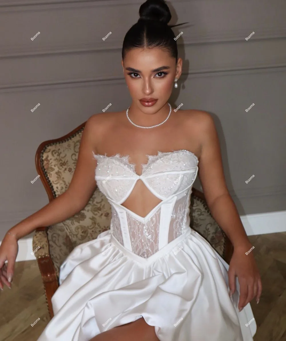 Booma-Mini robe de soirée de mariage A-Line pour femme, robe de cocktail en dentelle teintée, jupe bouffante chérie, robe de mariée, quoi que ce soit