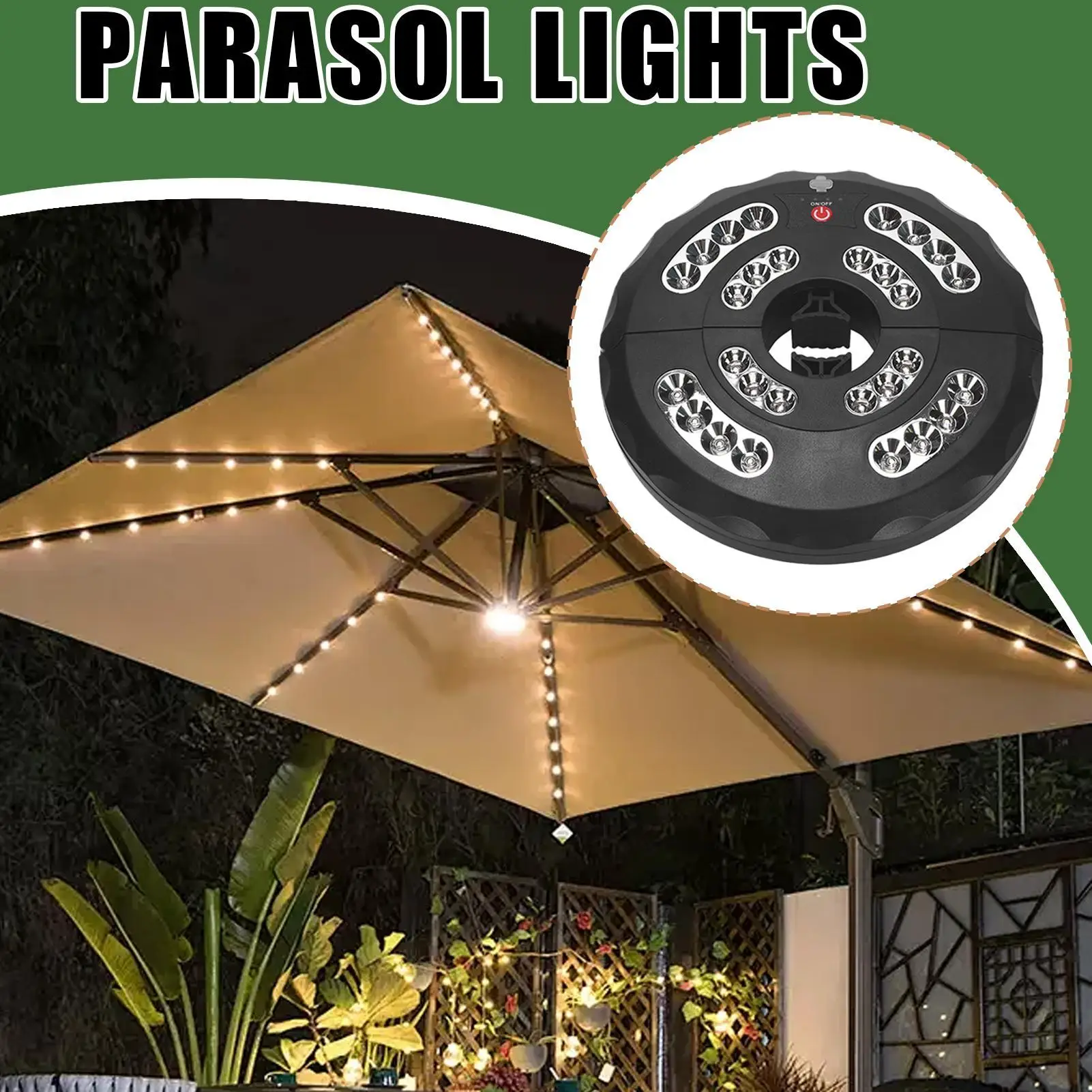 

Umbrella Lights Outdoor Patio Cordless Parasol Light 3 Adjustable Modes Waterproof Rechargeable Lamp For Garden Pool Backyard