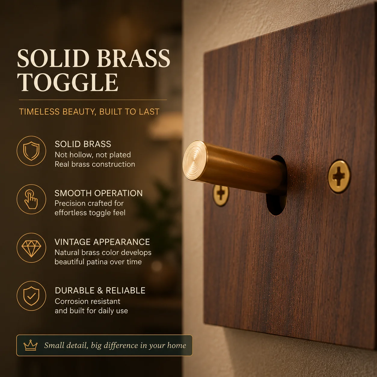 Model 86 Solid Wood Wall Light Switch Retro Brass Toggle Switch 13A English Wall 2gang2way Power Light Switch Socket Panel