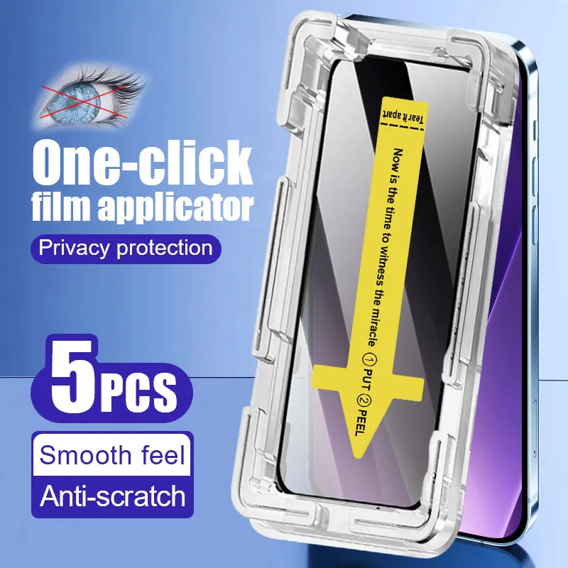 

5Pcs Privacy Glass Smartphone Protective Film For iPhone 16 Pro Max Tempered Glass Phone Screen Protector 15 14 Plus 13 12 11