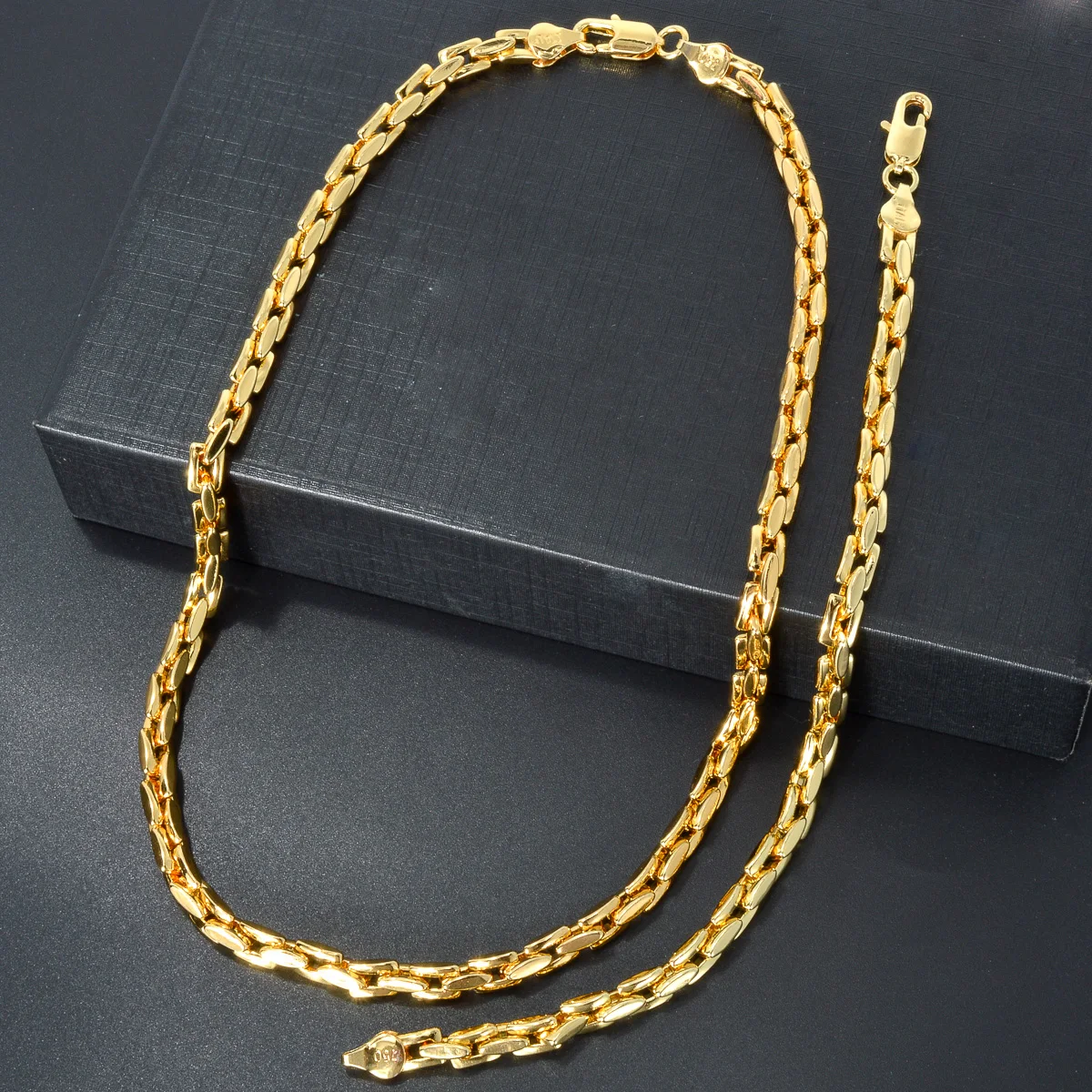 Hiphop Punk Curb Cuban Link Chain Sets for Women Man Statement Gold Color Copper Necklace Bracelet Luxurious Wedding Jewelry