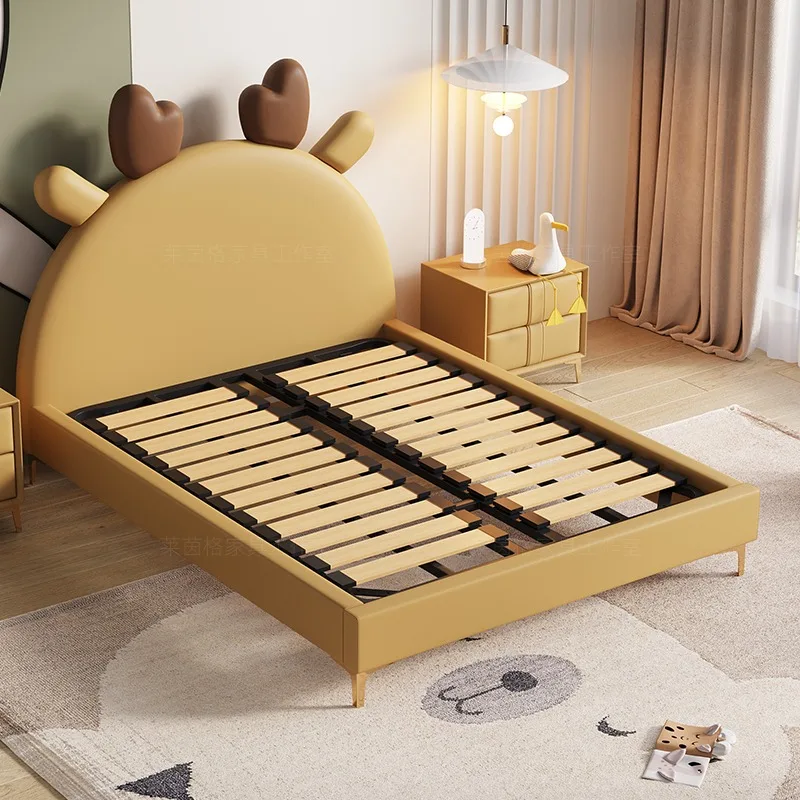 Nordic Guardrail Safety Kids Beds Yellow Stairs Single Playpen Children Beds Modern Style Design Lit Enfant Furniture For Home