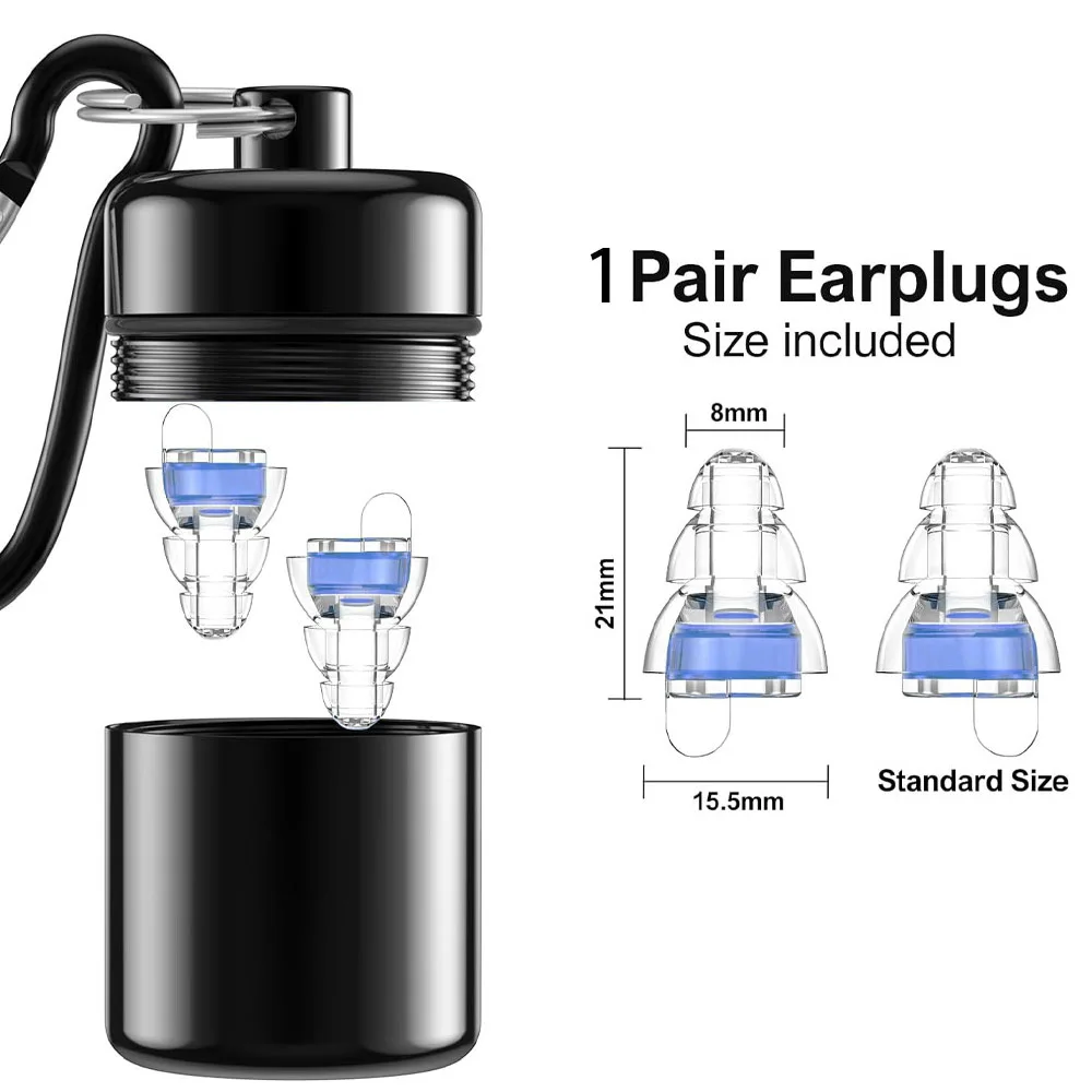 Soundproof Liquid Silicone Music Earplugs with Flying Earplug Storage Compartment Waterproof Earplug Case for Noise Reduction