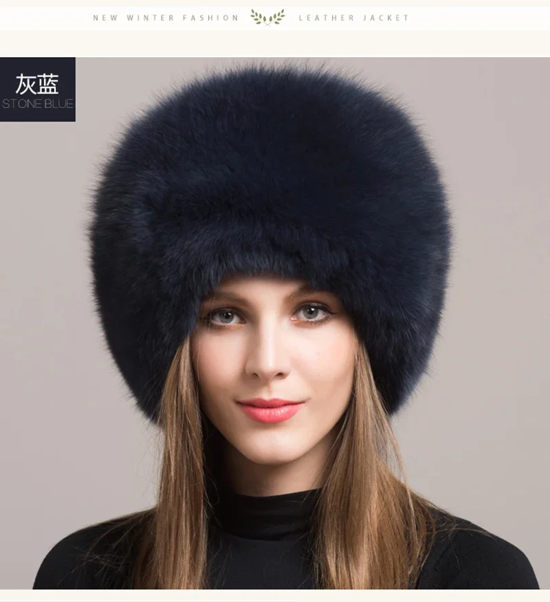 Winter Damen Echtpelz-Mütze Natürliche Modische Fuchspelz-Hüte Kopfbedeckung Russische Outdoor-Kappe Damen Verdickte Warme Pelzmützen – Detail 17
