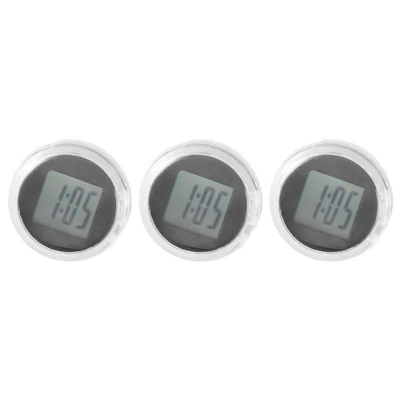 3 Pieces Mini Motorcycle Clocks Waterproof Stick-On Motorbike Mount Watch Digital Clocks For Vehicle, Auto, Car, SUV