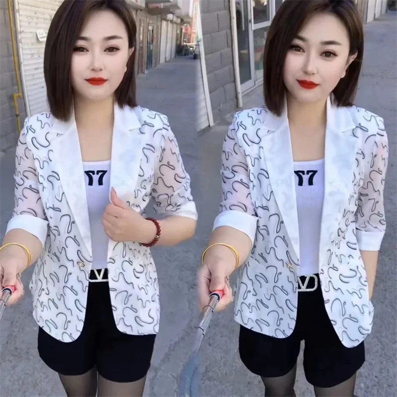 Temperament i moda w nowym stylu 2025 cienki styl modny letni garnitur płaszcz kardigan z filtrem przeciwsłonecznym top w stylu zachodnim damski modny