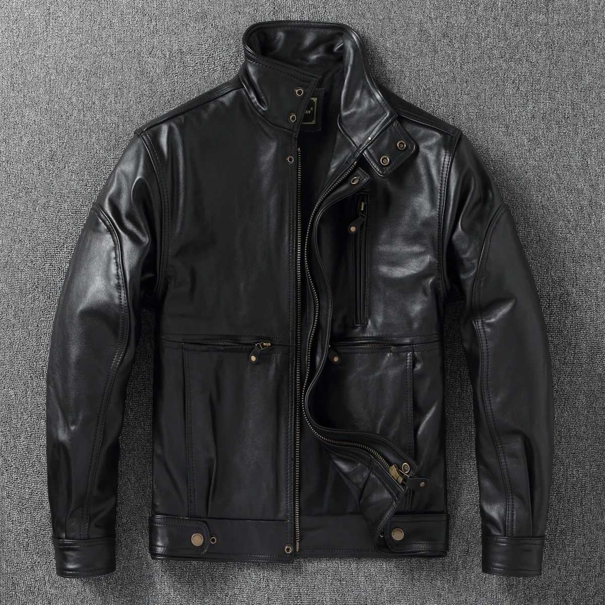 

Новинка 2025, винтажная куртка из воловьей кожи растительного дубления, мужское мотоциклетное пальто с трансформируемым воротником