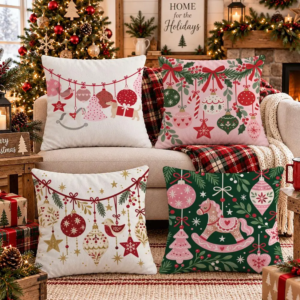 Ornament Garland Cushion Cover Soft Short Plush Pillow Cover Smooth Cozy Texture Cushion Case Home Decor