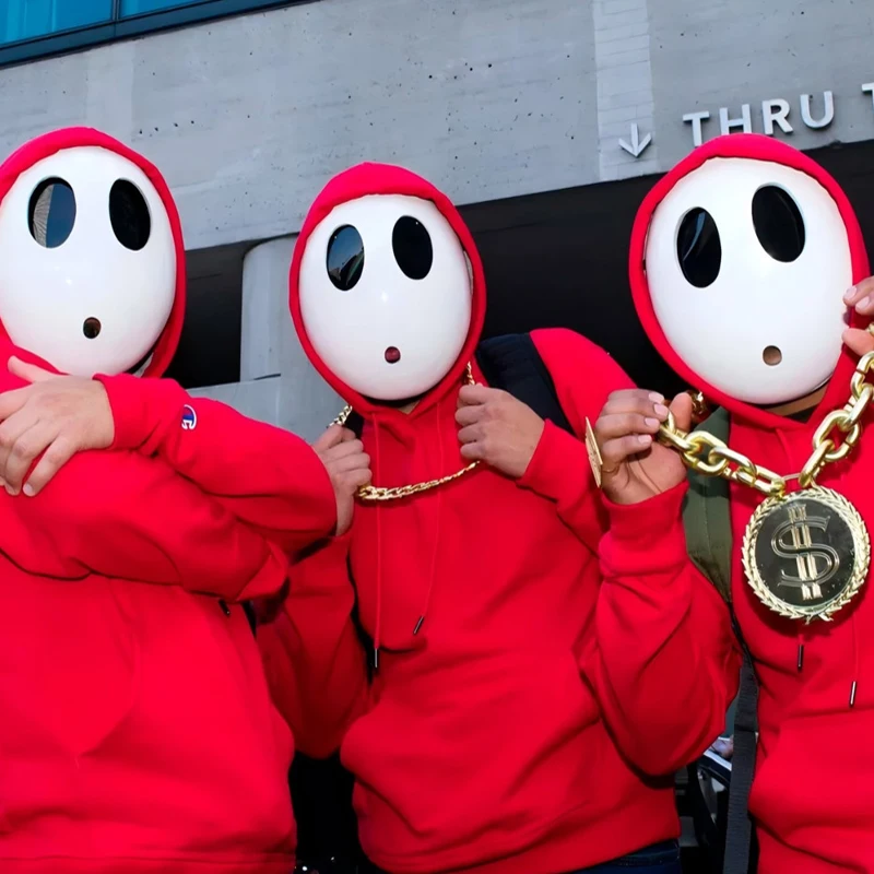 Shy Guy Kindermaske Cosplay Rollenspiel Kostüm Requisiten Shy Guy Maske Cosplay Shy Guy Maske für Jungen Mädchen Niedliche Cartoon weiße Maske