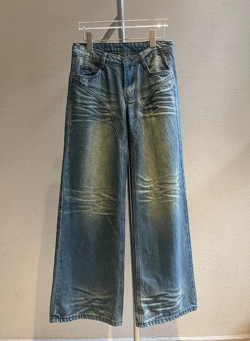 Vaqueros de pierna ancha Unisex, Jeans de tiro bajo, pierna recta, pierna ancha, 2023