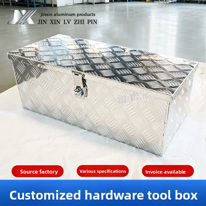 Aluminum Diamond Plate Truck Tool Box with Lock Waterproof Heavy Duty Storage Case for Pickup Truck Bed Cargo Van RV Trailer