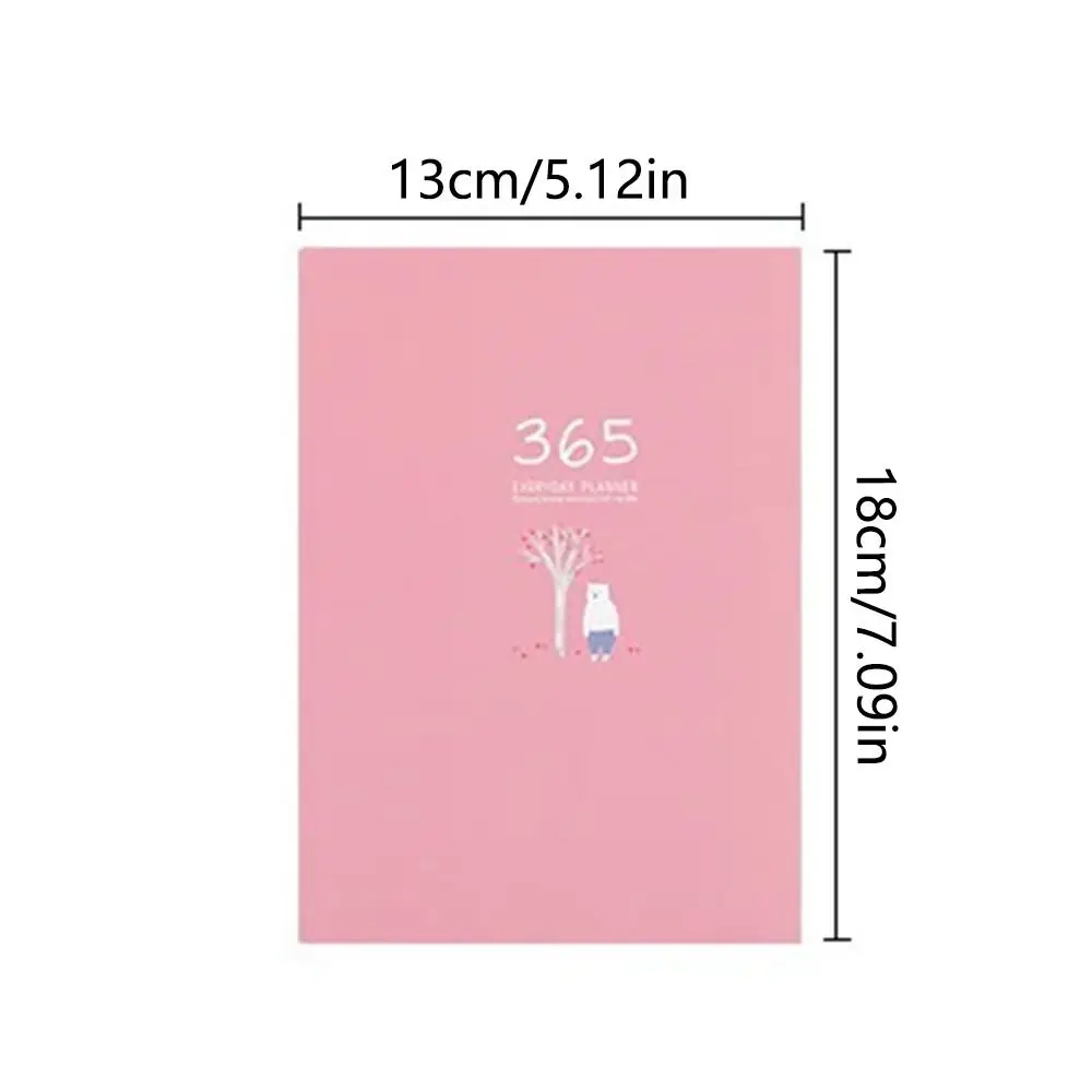 Hard Cover 365 Days Planner Opened 180 Degree Thicker Paper Personal Diary Ribbon Bookmarks Blank Pages Daily Schedule Notepad