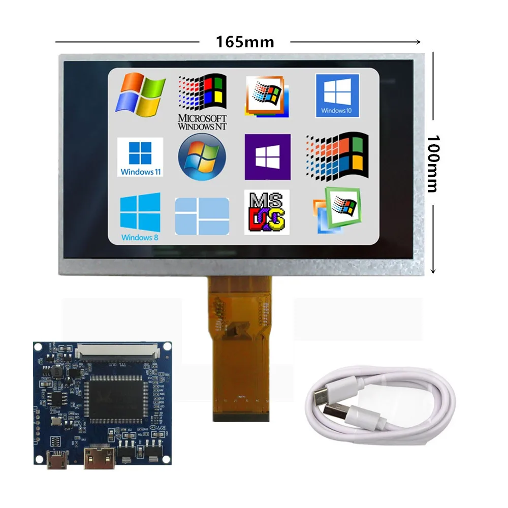 

7-дюймовый ЖК-дисплей с экраном 1024*600, мини-HDMI-совместимая плата управления драйвером, универсальный универсальный модуль дисплея Raspberry Pi