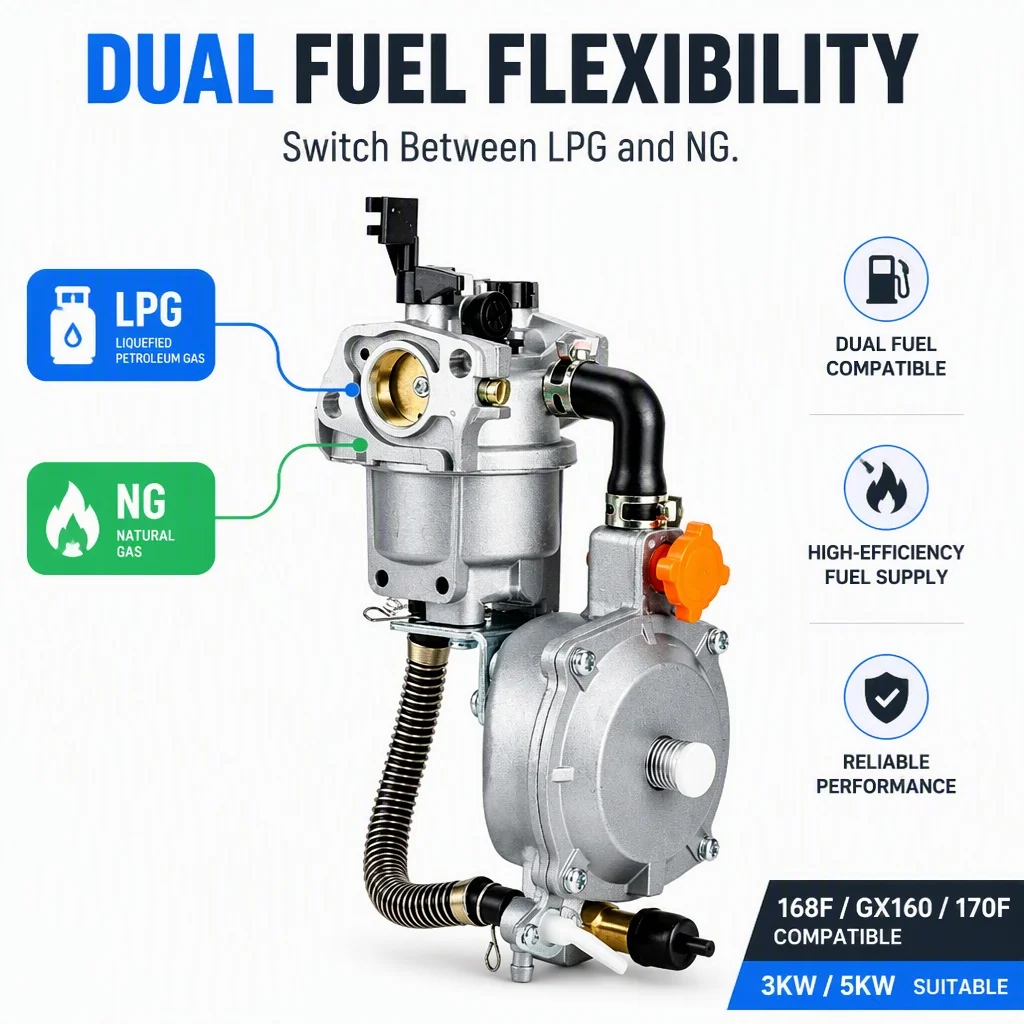 ZK Dual Fuel Carburetor LPG NG Conversion Kit Fit GX160 GX200 168F 170F 3KW 5KW Generator Lawn Mower Chainsaw Replacement Parts