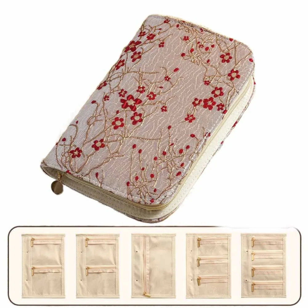

Flower Pattern Jewelry Storage Bag Anti-oxidation Grid Storage Jewelry Organizer Space Saving Multi-layer