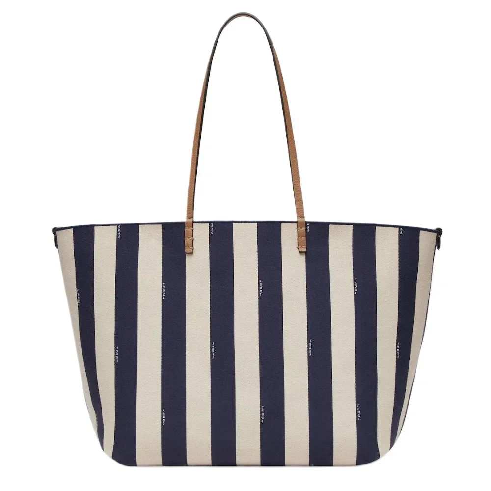 

Luxury Brand Designer Tote Bag Women High Quality Large Capacity Striped Double-sided Fabric Handbag 2024 New Trend Shoulder Bag