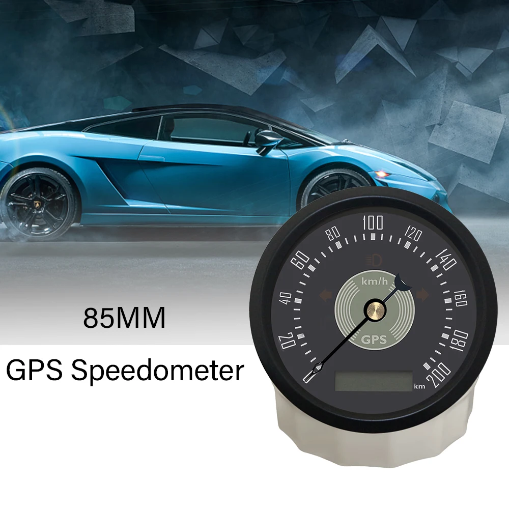 ELING New 85mm GPS Speedometer 160km/h 0-220MPH Total Mileage Adjustable with Red Yellow Backlight for Car Yacht Universal 9-32V