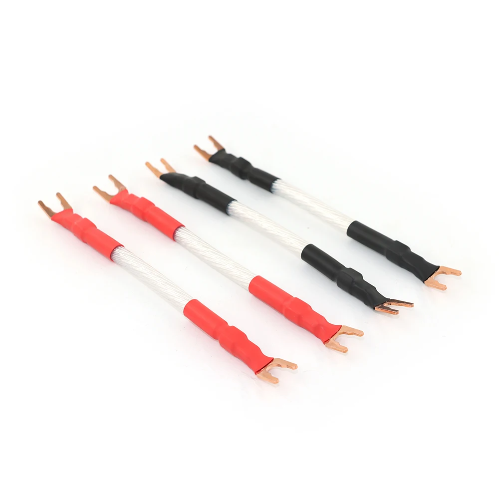 4pcs Speaker Audio Cable 5N OCC Silver Plated Jumper Bridge Cable Y Spade to Y Spade Plug Wire
