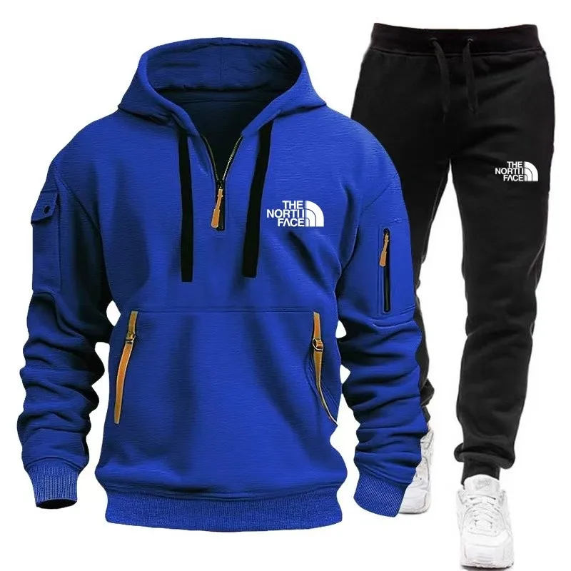 Ropa deportiva de moda para hombre, sudaderas con pantalones, ropa deportiva informal con cremallera de lana, conjunto con capucha, chándal de talla grande, pieza S-3XL, 2024