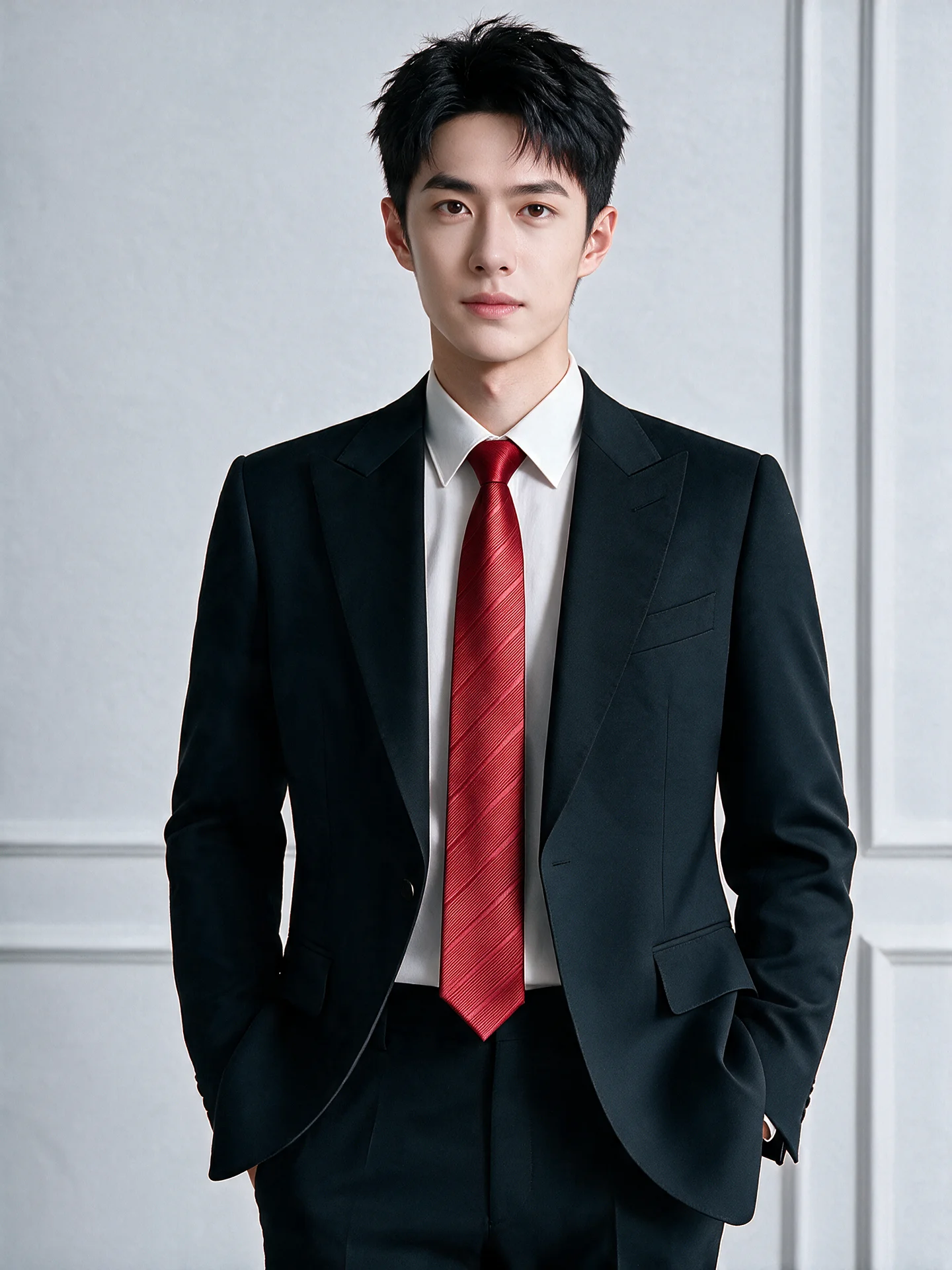 Men's Wedding Ties Business Zipper Style Formal Wine Red Color High-End Feel Suit Shirt Accessories Trendy Groom Dress Code