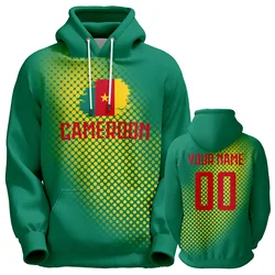 Custom Cameroon Hoodie Pullover Sweatshirt with Printed Name Number Sports Design for Men Women Youth S-5XL