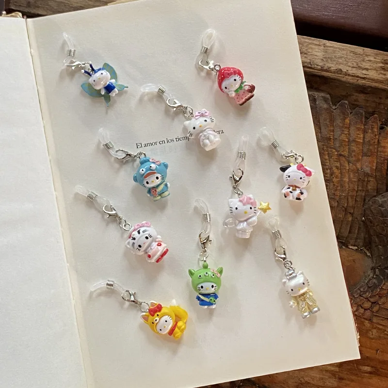 

Kawaii Sanrio Hello Kitty милый зонтик украшение рюкзак кулон мультфильм аксессуары на молнии брелок для девочек подарки на день рождения