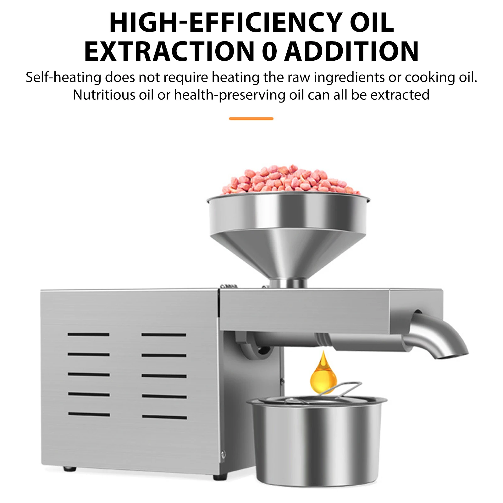 1500W Fully Automatic Commercial Small Oil Press 304 Stainless Automatic Cold Press Oil Machine,  Sunflower Seeds Oil Extractor