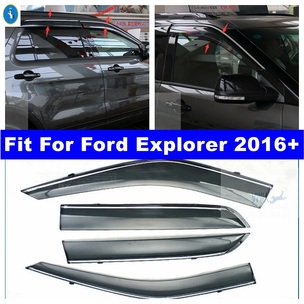 

Side Window Vent Visor Sun Rain Deflector Guard Awning Shelter Adhesive Fit For Ford Explorer 2016 2017 Car Eeterior Accessories