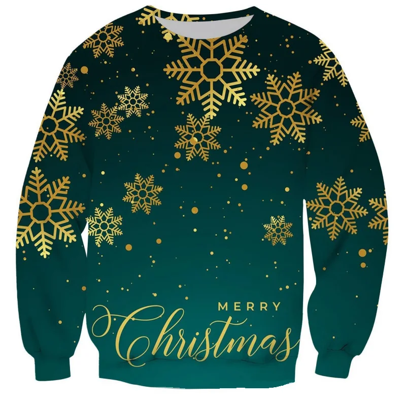

Colorful Balls Snowflakes Pattern Sweatshirts For Men Leaf Deer 3D Printed Tops Autumn Loose O-Neck Hoodies Long Sleeve Pullover