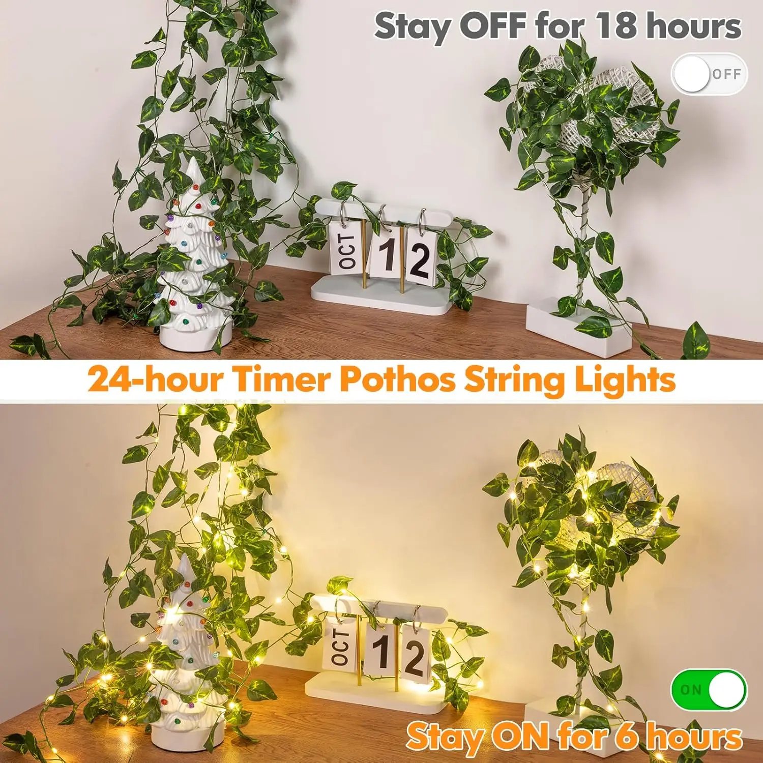 قابلة للشحن الكرمة الجنية مصباح 100-LED اللبلاب سلسلة شرائط مصباح مع 8 طرق ومؤقت غرفة نوم حدائق ديكورات منزلية للزفاف #4